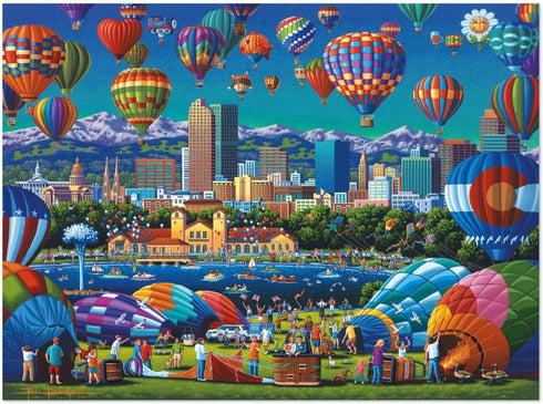 1000 Buffalo Games - Sapphire Select- Eric Dowdle - Balloon Spectacular - Piece Jigsaw Puzzle Challenging & Fun Blue