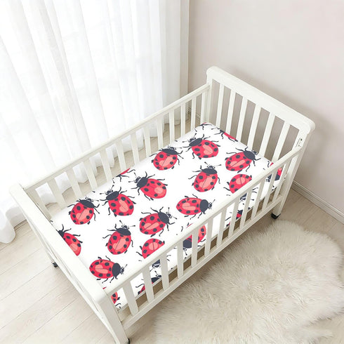 Bseiialft 52 28 Red Ladybugs Pattern Crib Sheets for Boys Girls Soft and Breathable Cotton Baby Sheets for Standard