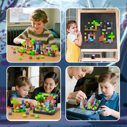 Voxifyx 48 Set Magnetic Building Blocks, Piece with Portable Iron Box, Kids Toys for STEM Learning, Children's Travel