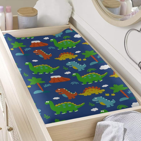Lightweight Cozy Dinosaur Tree Changing Pad Cover for Boys Girls - Soft Stretchy Changing Table Dust Cover