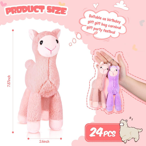 Wettarn 24 Pcs 7.87 Inch Mini Llama Stuffed Animal, Alpaca Plush Doll Toys for Birthday Party Gift Supplies