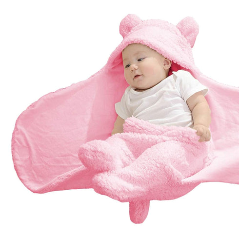 XMWEALTHY Cute Pink Plush Nursery Swaddle Blankets for Newborn Infant Girls Clothes