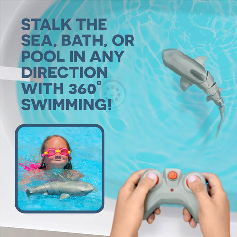 Swimming 6+ Terra by Battat Shark Radio Control Toy Electronic Water Animal for Pool & Bath Remote Controlled Fun