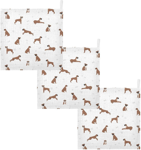11.8 11.8 inch, sizex3 vvfelixl Baby Cotton Washcloths Boxer Dog Infants Bath Towel for Unisex Puppy Face Towels