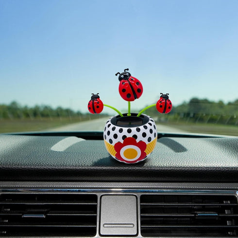 Red Solar Dancing Flower - Cute Power Flower for Car Decoration, Dashboard Swinging Doll, Home Ornament, Solar Power