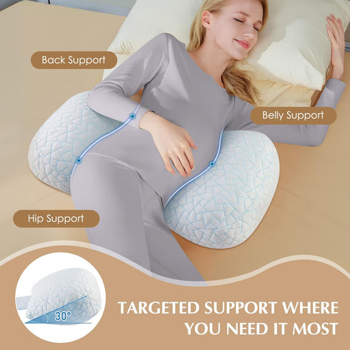 Pregnancy Pillows for Sleeping, Adjustable Travel Wedge Pillow for Belly, Back & Hip Support, Compact Maternity Sleep