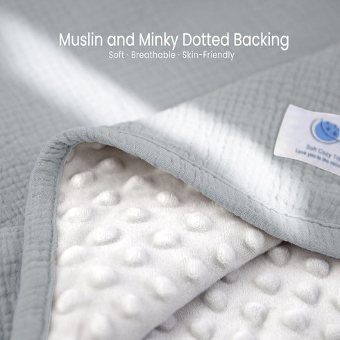 2Pack 30"x40"(NavyBlue) lulumoon Baby Blankets for Newborn Unisex: Thermal Minky Dotted Backing - Muslin Receiving