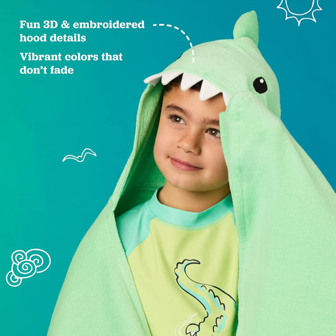 Set 2 Pack Saint Eve Kids Hooded Bath Towel - Super Soft and Absorbent Fun Shark Towels - Beach, Bath & Pool Covers