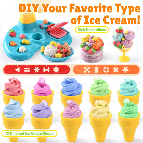 2 1 Sets 2-4-8, 3 8 Dough,2 oz in Color Dough for Kids Ages Kitchen Creations Ice Cream Pizza Maker Machine, Art Crafts
