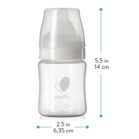 5 (Pack 6) Evenflo Feeding Premium Proflo Venting Balance Plus Wide Neck Baby, Newborn and Infant Bottles - Developed