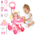 deAO Baby Doll Stroller with 12 Inch Doll, Foldable Stroller Role Play Set with 16 PCS Accessories for Kids