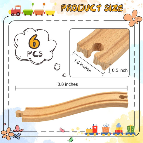 6 (6 Pieces Ascending Wood Train Tracks Wood Train Tracks Expansion Compatible with Most Train Tracks Wood Train Track