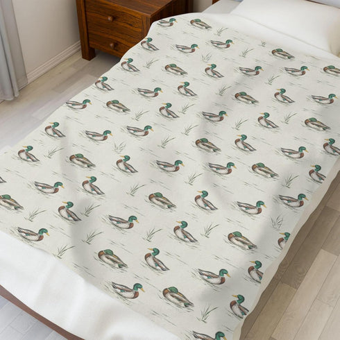 Selgkds 30x40inch Hunting Ducks Baby Blankets for Girls Boys Vintage Mallard Duck Leaves Pond Swaddle Receiving Blanket