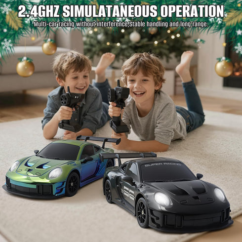 Aka Supaku 1:24 4WD Light,2.4GHz 20KM/H RC Drift Car, Remote Control Cars Vehicle with LED High Speed RC Cars with Two