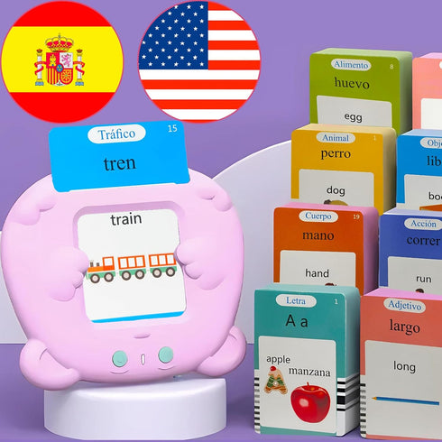English & Spanish Talking Flash Cards for Kids, Bilingual Pocket Speech for Toddlers 3-12, 510 Sight Words