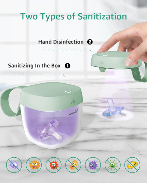 99.99% 59 GROWNSY Pacifier Sanitizer Portable, UV Light Sanitizer on The Go, USB Charging Sanitizer Case, Mini Pacifier