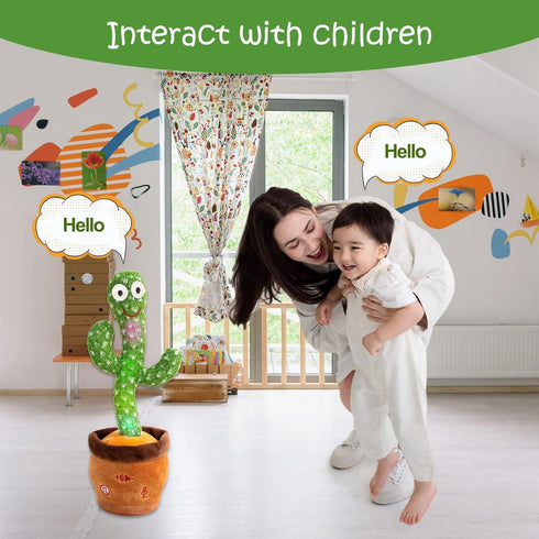 MIAODAM Children Song Version Dancing Cactus, Volume Adjustable Talking Toy, Colorful Glowing Singing Cactus