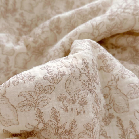 47"x59", BuLuTu Cotton Muslin Blanket for Toddler Girls Boys Rabbit Pattern Baby Quilted Blanket Lightweight Soft