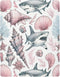 Burbuja Fitted Crib Sheet for Girls and Boys, Pink Pastel Shells Sharks Soft
