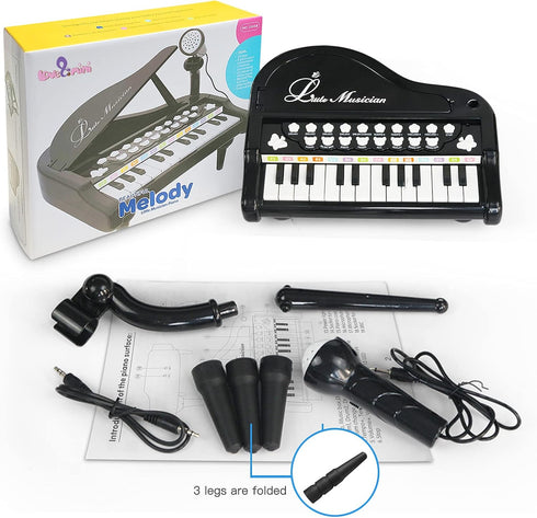 24 3+ Love&Mini Toddler Piano - Keys Black Baby Piano Toys with Microphone, Birthday Gifts for Year Old Girls and Boys