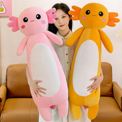 Somao Long Axolotl Plush Pillow, Cute Stuffed Animal Body Plush Toy for Girls Boys (100cm/39.3inch, Pink)