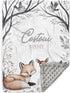 Kryvoxc Personalized Baby Blankets with Name, Fox Deer Bunny Design Double Layer Receiving