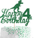 Anxdh Dinosaur Cake Topper for 4th Birthday, Sparkling Happy 4th Birthday Decoration for Boys, Jurassic Park Theme