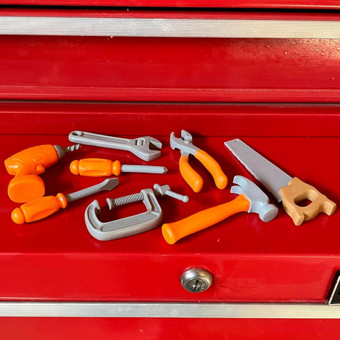 8 Hammer Set 3+ Safari Ltd. Handy Tools TOOB - Mini Figurines Including Vice, Drill, Screwdrivers, Wrench, Pliers, Saw