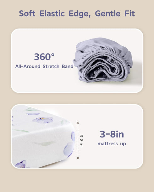 52x28Standard 4 Pack Baby Crib Sheets Girl, Toddler Bed Sheets Fitted for Crib and Toddler Mattresses, Soft Breathable