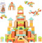 FCSONU Wooden Building Blocks for Toddlers 1-3, 100 Pcs Wood Blocks Set