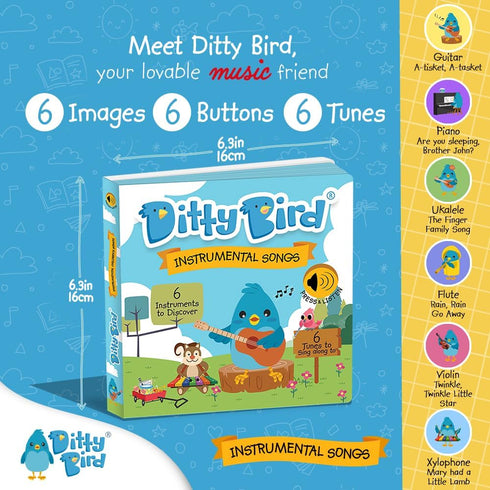 Ditty Bird Musical Books for Toddlers, Fun Instruments & Nursery Rhyme Interactive Books for 1-3 Year Olds
