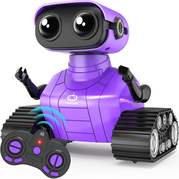 Rechargeable Emo Robot Toy, Remote Control Robot with Auto-Demonstration, Smart Robot Gift for Kids Age 3+ Purple