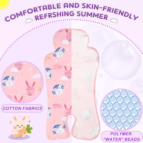 Qunclay 2 Pcs Baby Gel Car Seat Pad, Universal Breathable Seat Mat for Babies, Multifunctional Baby Stroller Seat