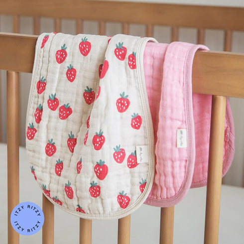 Set 2 100% Itzy Ritzy of Baby Burp Cloths Ultra-Soft Absorbent Burping Cloths for Babies - Made of Cotton Muslin