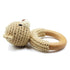 Safari Animals Wooden Baby Rattle Toys Stuffed Crochet Rattle with Teether Ring for Newborn, Beige Bear