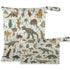 visesunny Vintage Dinosaur Plant 2Pcs Wet Bag with Zippered Pockets Washable Reusable Roomy