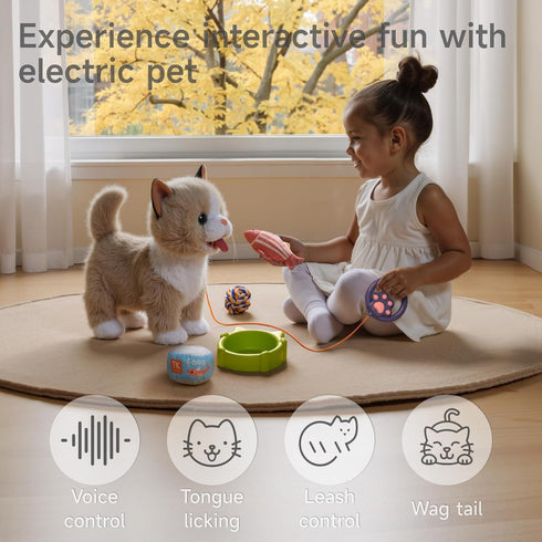 Set 3 4 5+ TUMAMA Walking Talking Cat Interactive Talking Cat, Interactive Electronic Cat Plush Toy with Leash, Wag