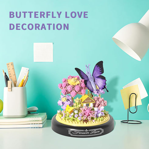582 Sets, PCS Micro Brick Flower Butterfly Bouquet Building Animals Botanical Collection Blocks Model for Adult