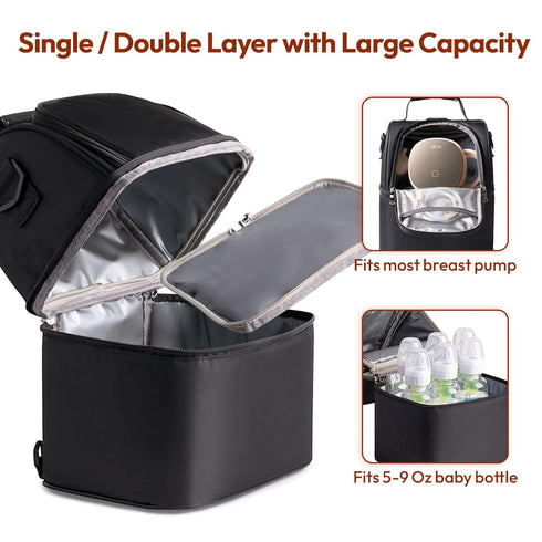 2 Pack, 6 NCVI Breastmilk Cooler Bag with Ice Breast Pump Bag with Cooler Fits Bottles, Double Layer Breast Milk Travel