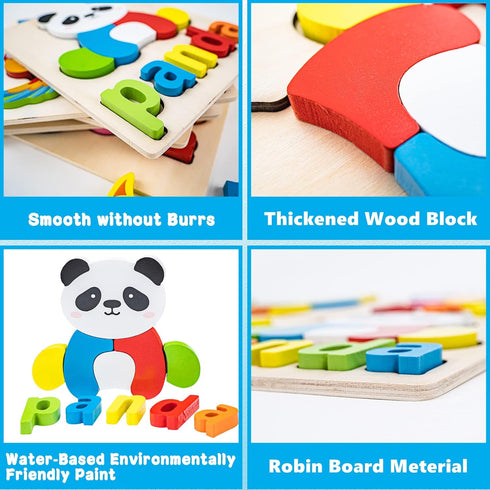 BOZE SUPOD 1 2 3 Kids(6 Pack) Toddler Puzzles,Wooden Puzzles for Todder Years Old Boys Girls Eco Friendly Wooden Toys