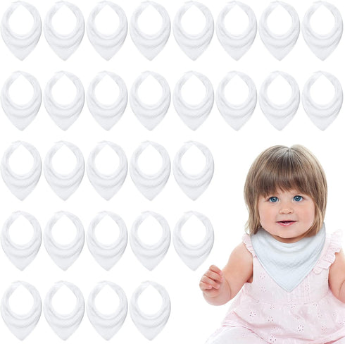 30 Set Giegxin Pcs Muslin Baby Bibs White Baby Bandana Drool Bibs Unisex Solid Colors for Girls Boys Newborn Soft