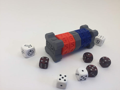 Life Counter 4 Rings: Gray Card Games for Gloomhaven, RPG, D&D, DND, Pathfinder, War Gaming (Red and Blue)