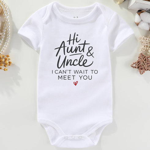 KEDFQV Hi aunt and uncle baby pregnancy announcement for uncle aunt I Can't Wait To Meet You Baby Clothes