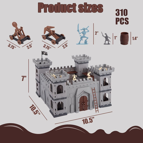 3 Otters 310PCS Military Soldier Playset - Toy Soldiers, Medieval Knight Army Men, Pirate Castle Model for Boys