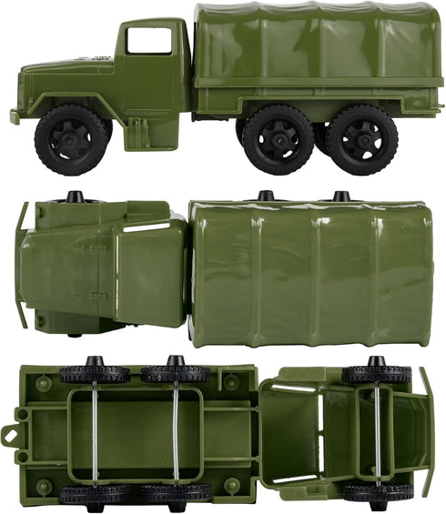 Tim Mee Toy TimMee M34 Plastic Army Men Trucks - OD Green Deuce and a Half Cargo Vehicles US Made