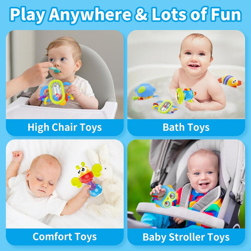 7pcs Set, 0-6 6-12 3-6 0 1 2 3 4 5 6 MOONTOY Baby Rattles Toy Baby Toys Months Infant Toys Months Teethers for Babies