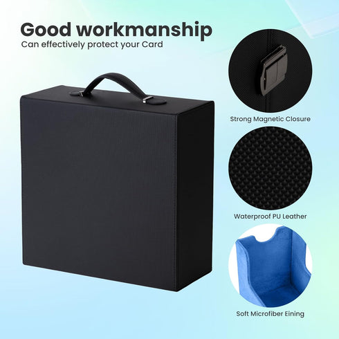 8 Tabs&3 Commander (3 Collectible Trading Card Cases with Portable Handle, with Colorful Divider card supporters,PU