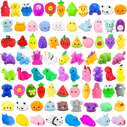 130Pcs Mochi Squishy Toys, Kawaii Squishies Fidget Stress Relief Toy for Kids