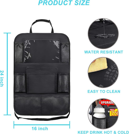 Matenf 9 10 1Pack Car Organizer Back Seat with Storage Pockets & Tablet Holder, Seat Back Cover for Kids Toddlers, Kick