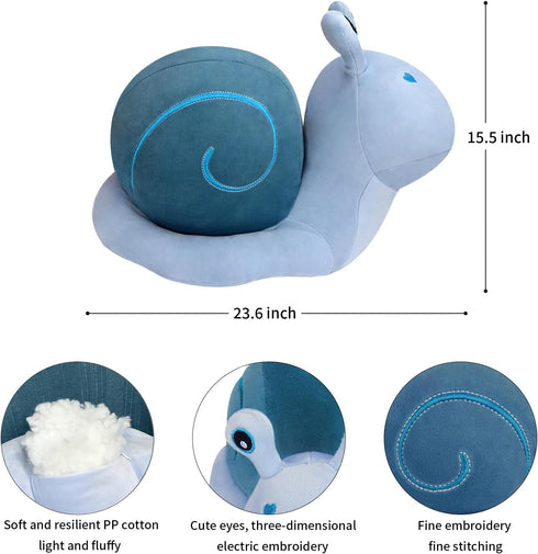 MUPI Cute Cartoon Snail Doll Plush Toy - 23.6 Inch Big Snail Pillow, Kawaii Decor for Kids